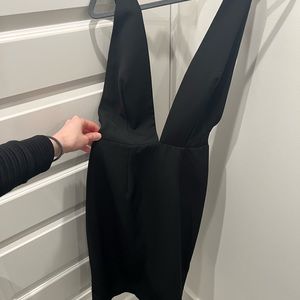 SOLACE London black plunge V-neck midi dress